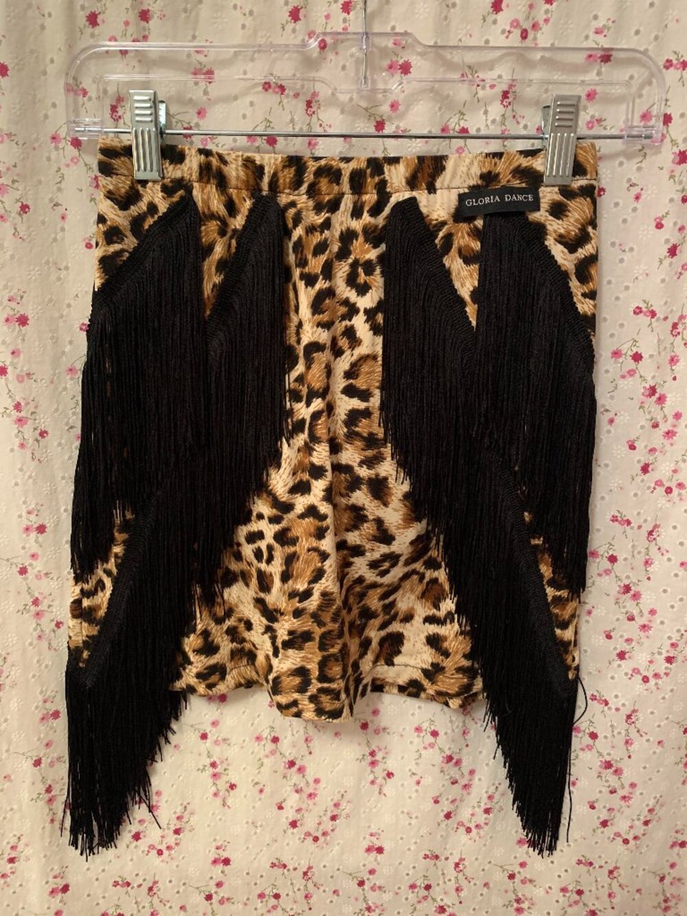 GLORIA Leopard Print Fitted Latin/Rhythm Ballroom Dance Practice Skirt w/ Fringe